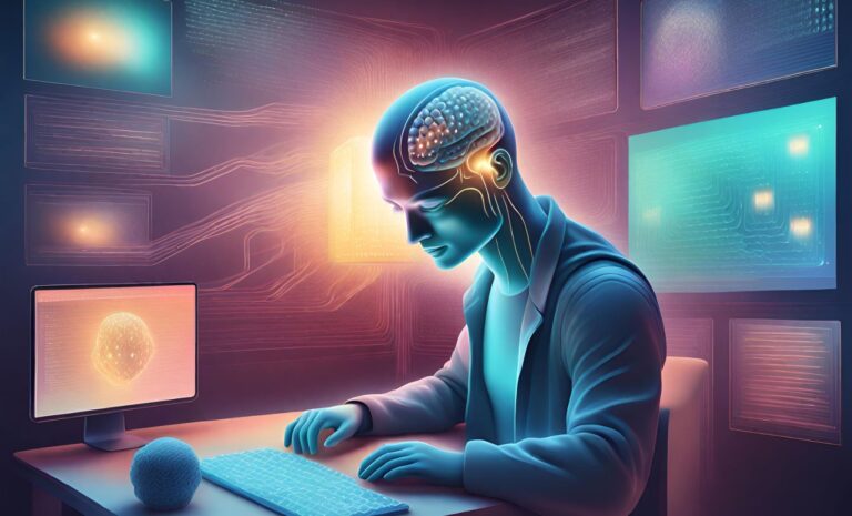 A close-up of a person's face using a Generative AI model to create a new piece of art