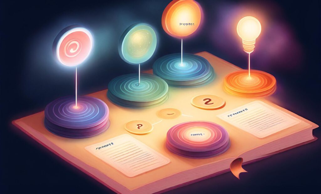 A diagram of the four types of prompts: example-based prompts, direct prompts, advanced prompts, and conversational prompts