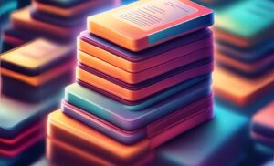 A close-up of a stack of high-converting product descriptions generated by Copy.ai. The text overlay could read something like "Generate high-converting product descriptions in seconds with Copy.ai.