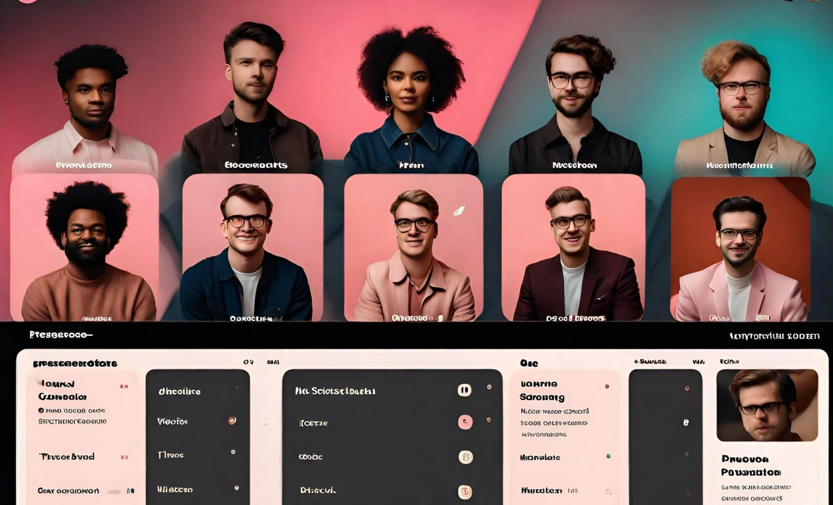A screenshot of Notion's presence indicators, showcasing a list of team members with online and active status. The image should depict a team collaborating and communicating seamlessly, knowing when colleagues are available for quick questions and collaboration